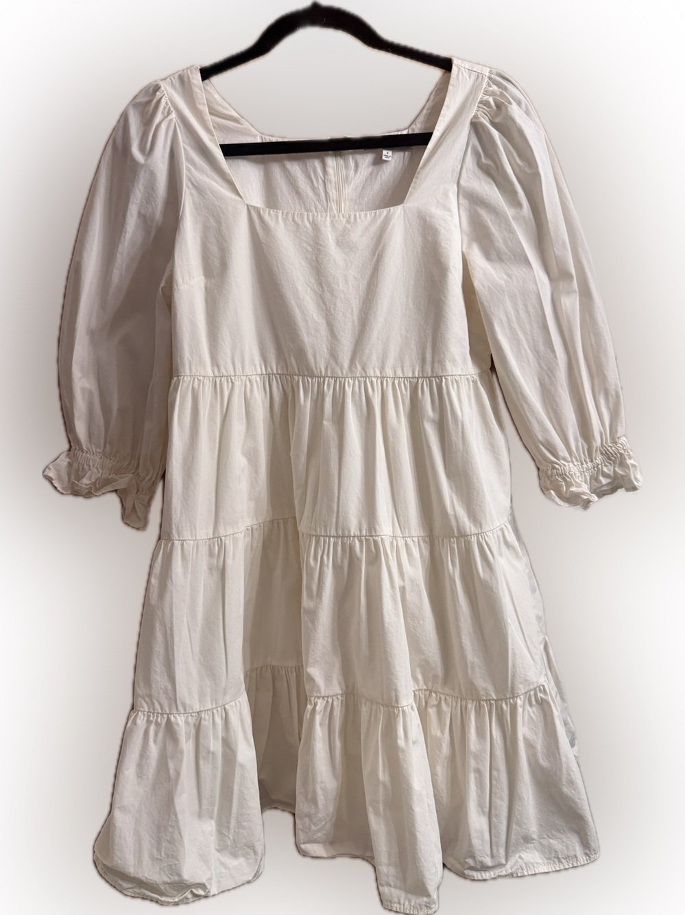 Madewell Cream Tiered Square-Neck Dress